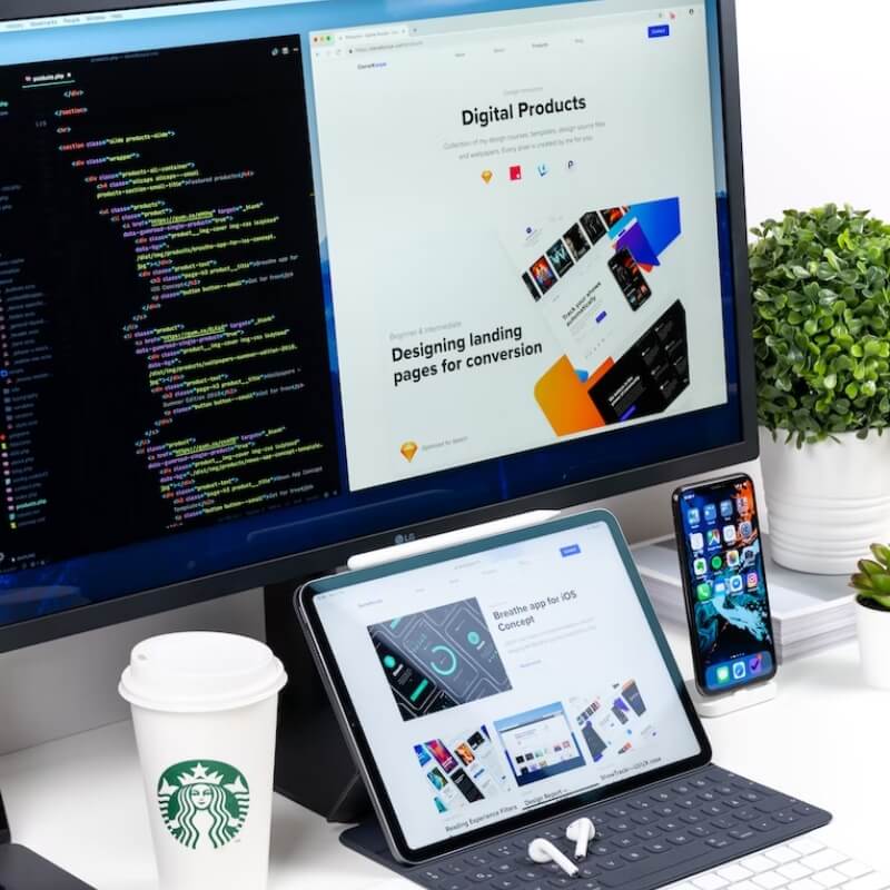 website being coded for different devices